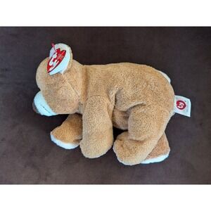 Ty Pluffies Slumbers the Bear Tan Brown Plush Stuffed Animal 2002 TyLux 8 inch